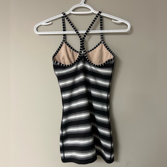 Lululemon Power Y Luon Capilano Black & White Stripe Tank Top - Picture 2 of 4